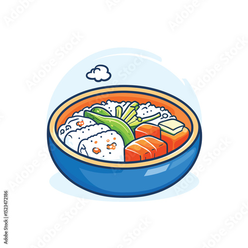 Sushi bowl food rice meal lunch icon