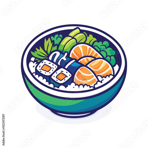 Sushi bowl food seafood rice avocado salmon dish