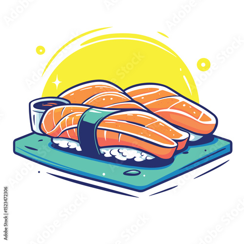 Sushi nigiri salmon asian food meal plate