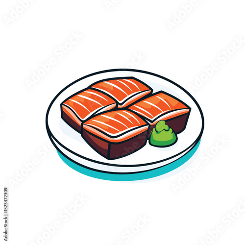 Sushi nigiri plate with wasabi food