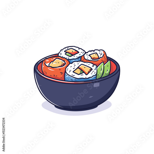 Sushi roll in bowl asian food