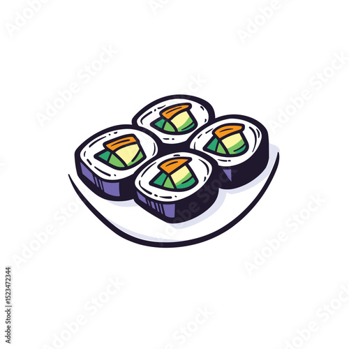 Sushi rolls on plate food dish meal