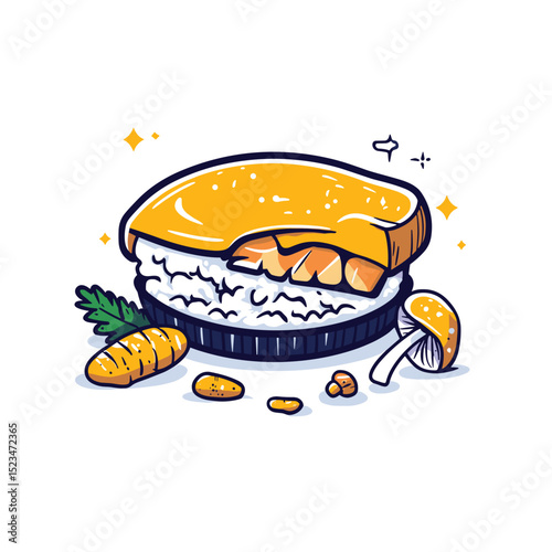 Sushi sandwich with carrot and mushroom food art