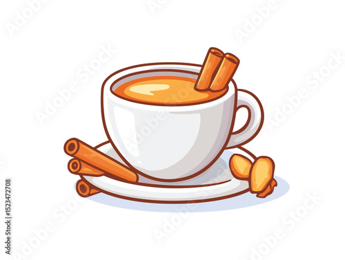 Tea with cinnamon sticks and turmeric