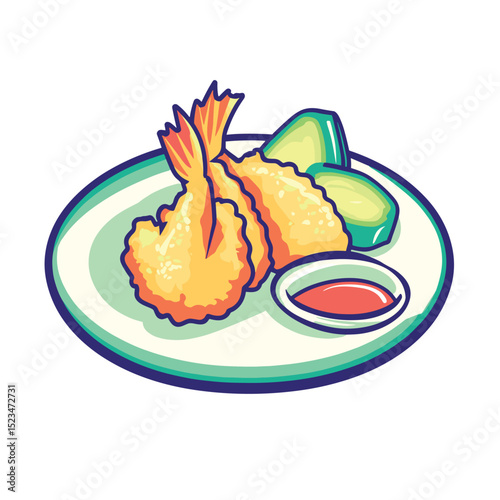 Tempura shrimp avocado with sauce on plate