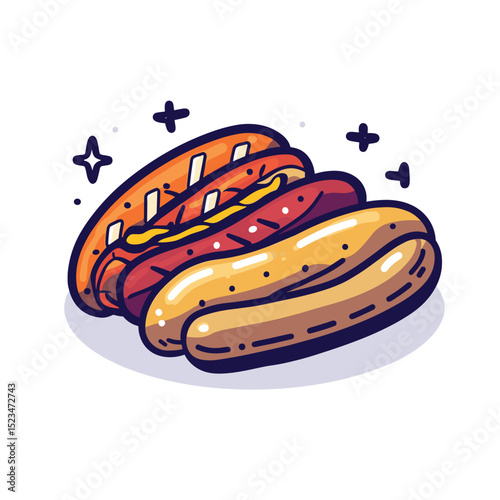 Three hot dog fast food meal