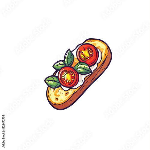Toast bread with tomato and basil appetizer