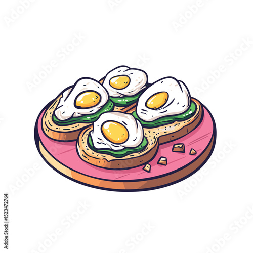 Toast with egg and greens served on plate