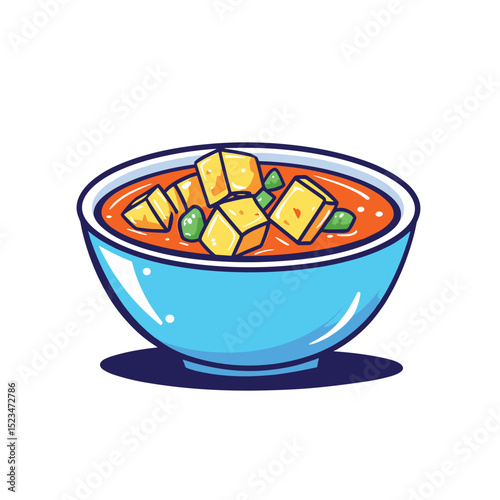 Tofu cubes bowl asian dish concept