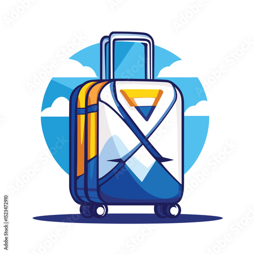 Travel luggage bag with cloud background trip