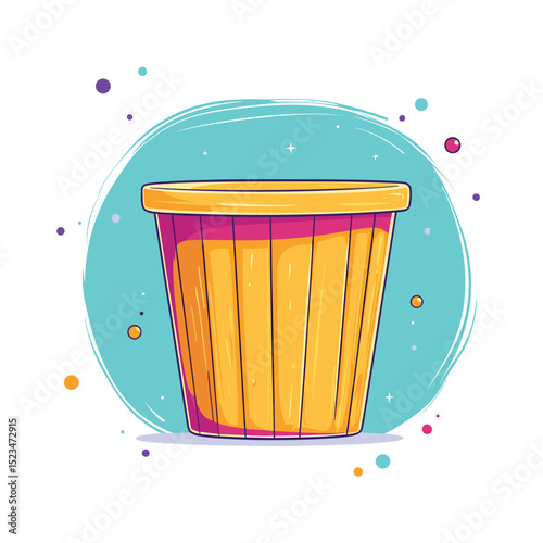 Trash can drawing, waste container, household cleaning