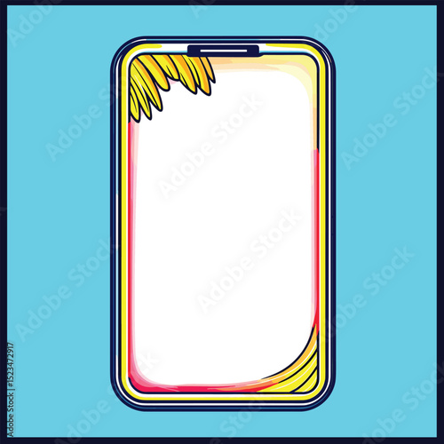 Trendy phone frame with doodle sunflower decoration