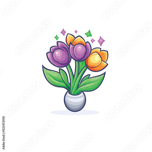 Tulips in vase decorative plants spring flowers