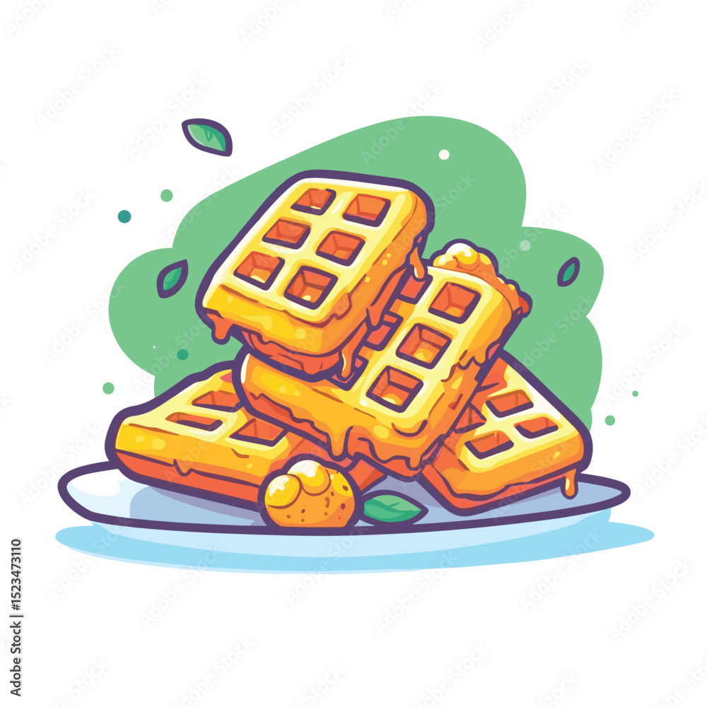 Waffles stack dessert food treat plate Waffles stack dessert food treat plate