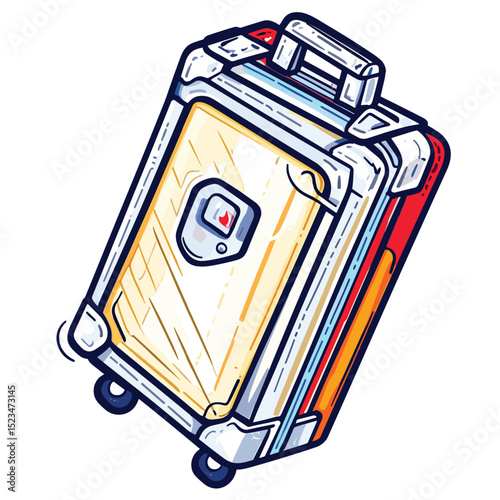 Wheeled suitcase baggage with red detail