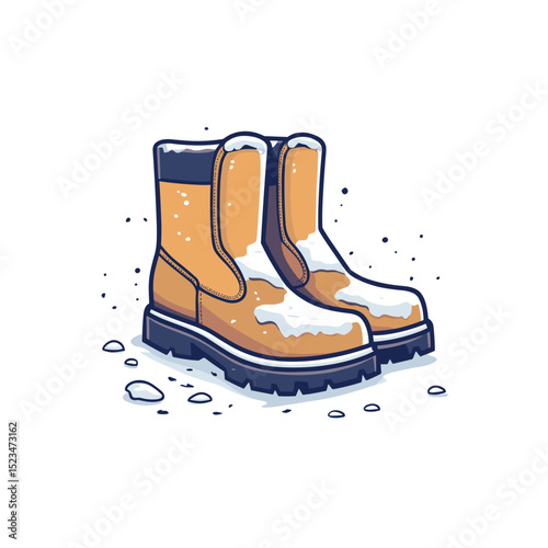 Winter boots covered in snow seasonal footwear