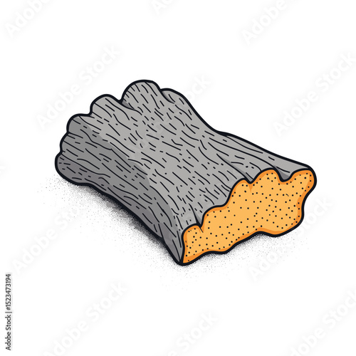 Wood log bark textured nature element sketch