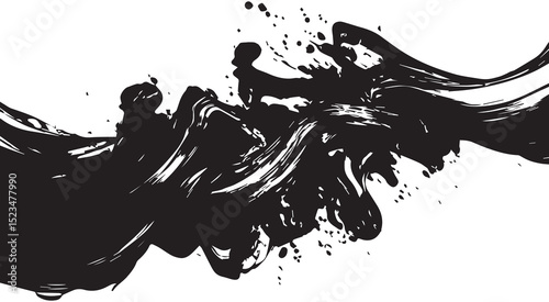 Abstract black ink wash painting swirl design