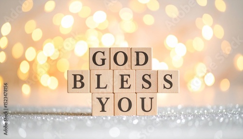 祝福の言葉god bless youが書かれたキューブブロック。aiで生成	