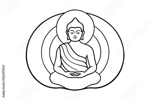 Meditative buddha line drawing peaceful spiritual art