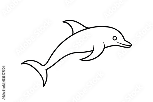 Simple line drawing of a dolphin leaping