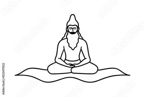 Line drawing of a meditating yogi on a floating mat
