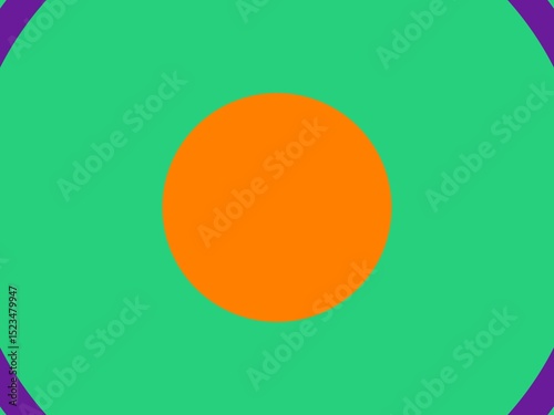 Simple abstract background featuring an orange circle on a green background with purple accents, perfect for minimalist designs.