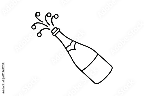 Champagne bottle line drawing celebration pop art