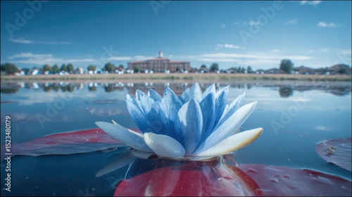 Serene lily on a placid pond