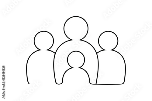 Simple line drawing family icon group people