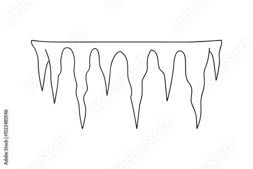 Simple line drawing of icicles hanging from edge