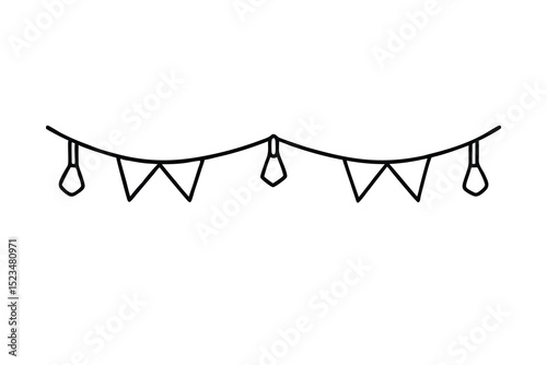 Simple line drawing party bunting flags festive decoration