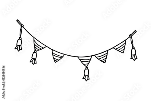 Festive bunting line drawing party decoration illustration