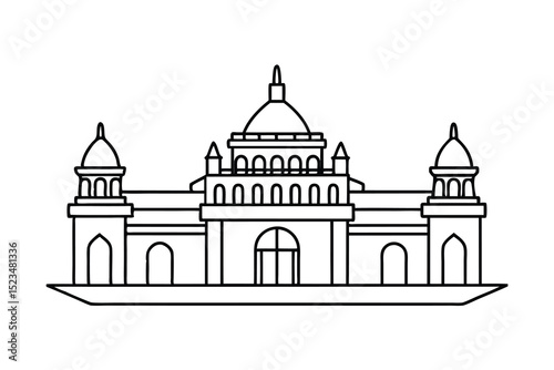 Kolkata victoria memorial palace line drawing illustration