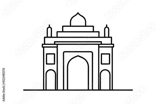 India gate iconic landmark line drawing illustration