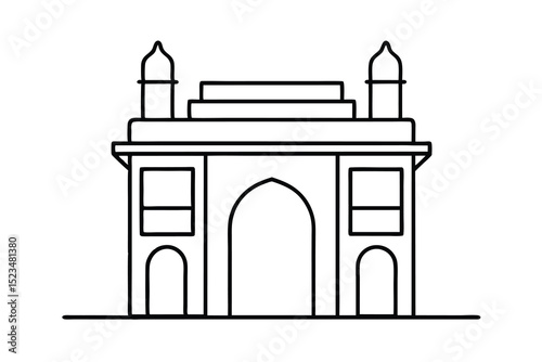 Mumbai gateway of india line drawing illustration