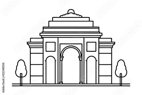 Triumphal arch line drawing city landmark illustration