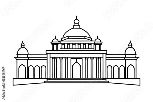 Line drawing of the majestic vidhana soudha palace bangalore india photo