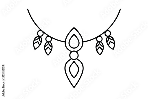 Elegant line drawing of ornate necklace design