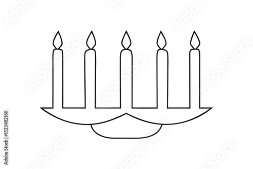 Five candles line drawing menorah hanukkah celebration
