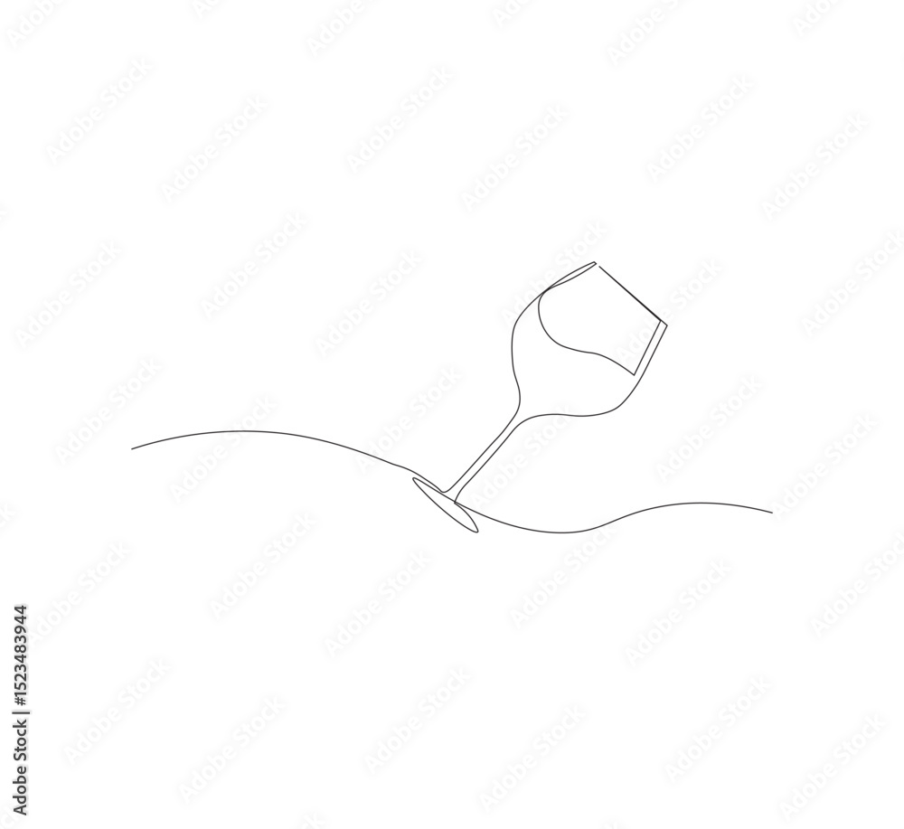 Obraz premium Continuous line drawing of a wine glass. Wine glass linear icon. White background. Vector illustration. Wine glass continuous line icon.