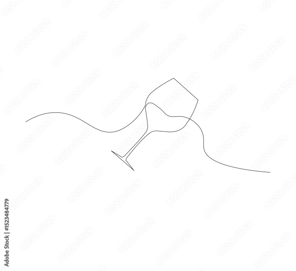 Obraz premium Continuous line drawing of a wine glass. Wine glass linear icon. White background. Vector illustration. Wine glass continuous line icon.