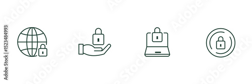 Social Security Icons. 4 type. Simple design. Vector illustration