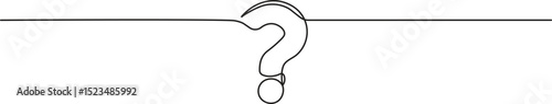 Question mark in continuous line drawing style. Sketch of question mark in minimalist black linear isolated on white background. Vector illustration