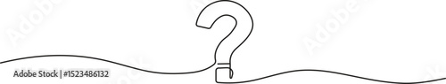 Question mark in continuous line drawing style. Sketch of question mark in minimalist black linear isolated on white background. Vector illustration