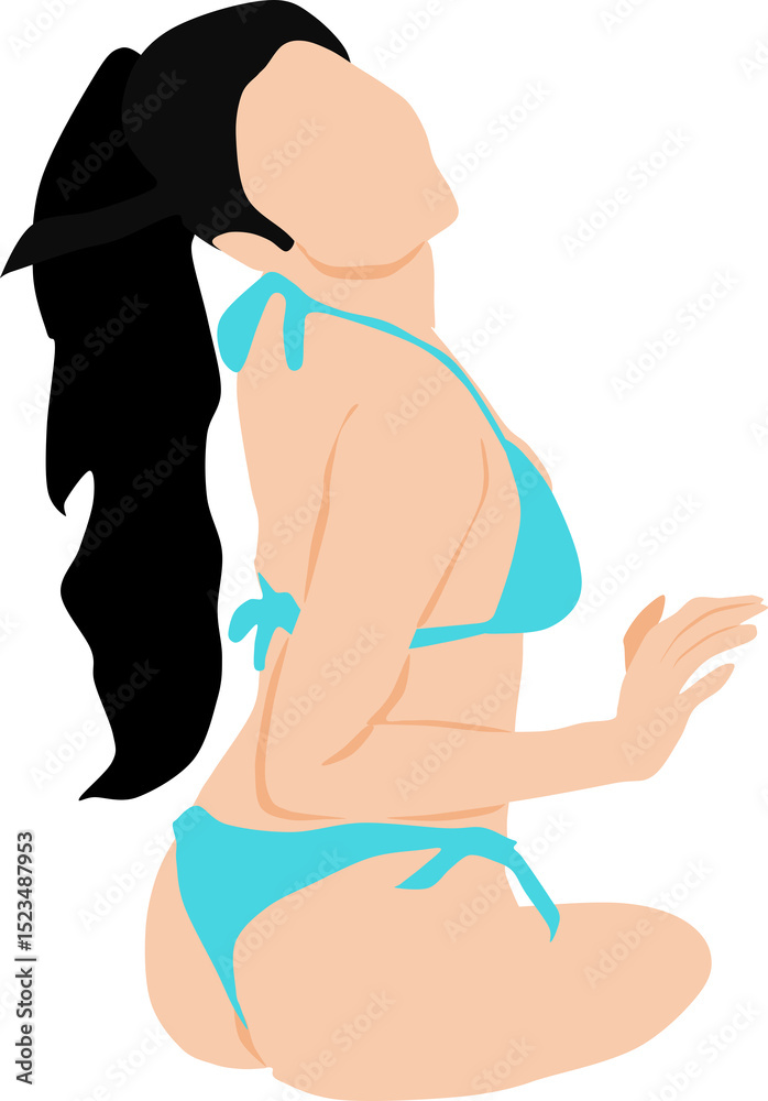 Fototapeta premium ポーズをとる水着を着た女性のイラスト