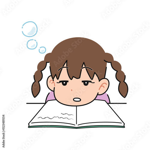 勉強しながら眠くなった女の子