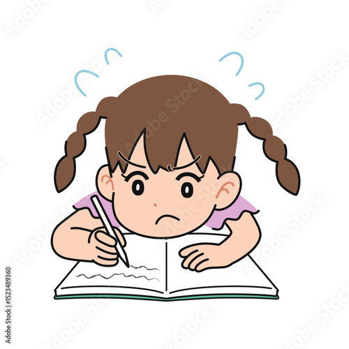 一所懸命に勉強する女の子
