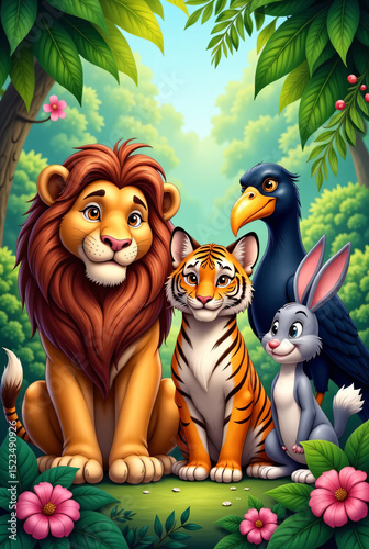group of animals in the forest