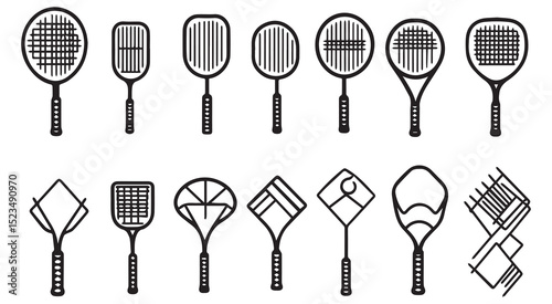 Collection of various racquet and paddle designs